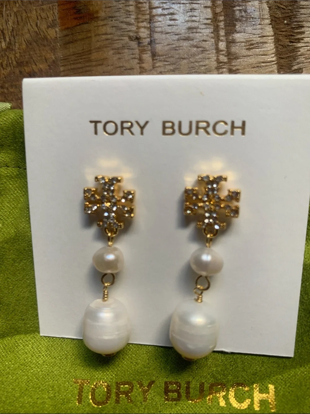 Tory Burch Pearl Dangle Earrings For Pierced Ears